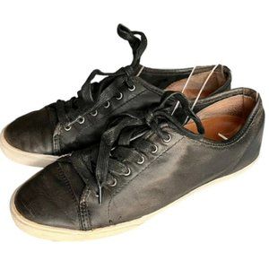 Frye Mindy Leather Sneakers Low Top Lace Up Comfort Casual - Black - 8.5